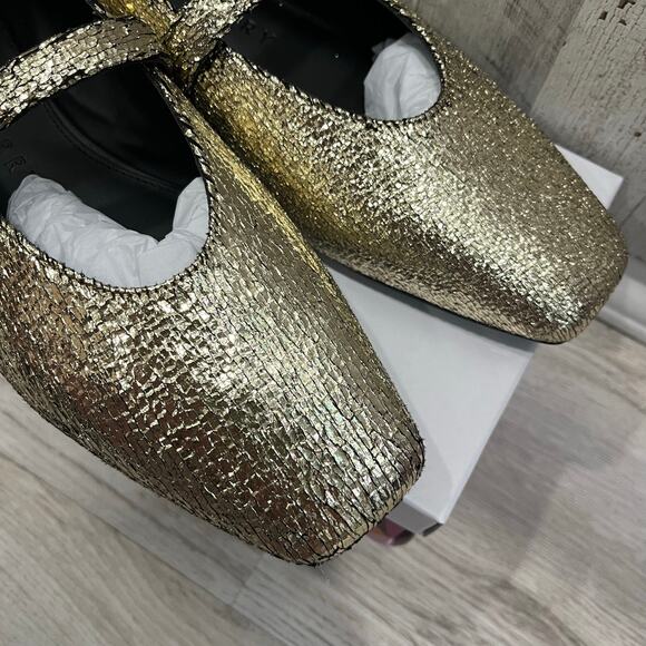 New! Katy Perry THE EVIE MARY JANE GOLD Flats Squared Toe Womens Size 11 - Picture 2 of 5